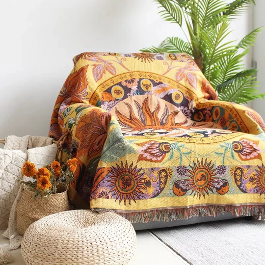 Throws For Sofas, Boho Blankets, Sun Blanket, Bohemian Throw, Textured Tassel Woven Gift Her, Home