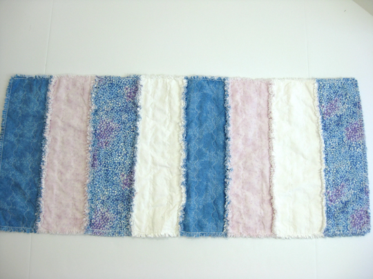 Quilted Table Runner, Blue Rag Runner