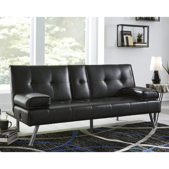 Mirclay Convertible Black Sofa - 67"W x 32"D x 32"H
