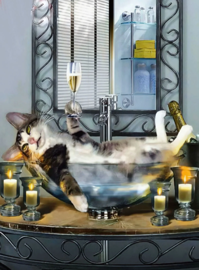 Party Kitty Diy 5D Diamond Painting Kit Full Square & Round Drill