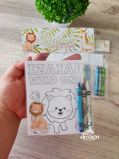 Wild Animals Coloring Book, One Party Decor, Birthday, Birthday Decorations, Animals, Favor