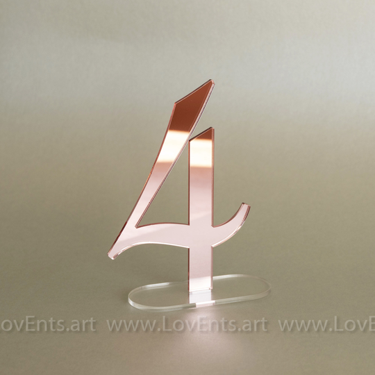 Elegant Rose Gold Table Number For Wedding Tables & Other Events Mirror Decor