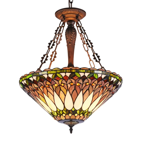 Walden Tiffany Style 3-light Dark Antique Bronze Inverted Pendant