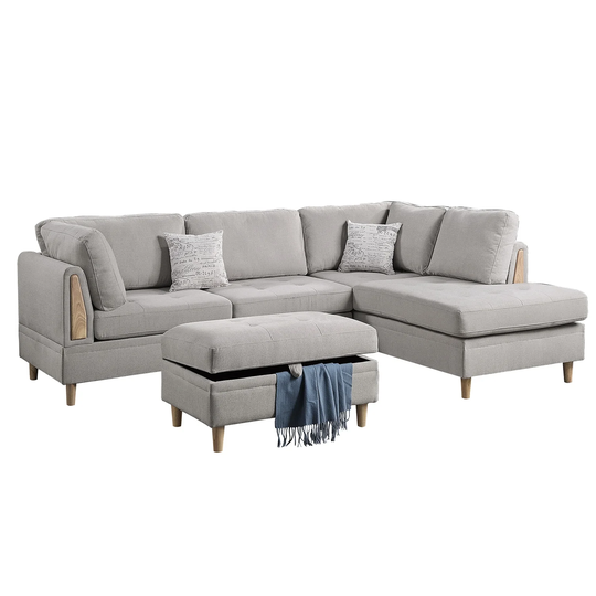3 Piece Sectional Sofa with Ottoman