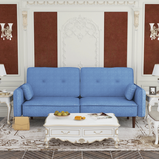 Fabric Futon Sofa bed with Solid Wood Leg