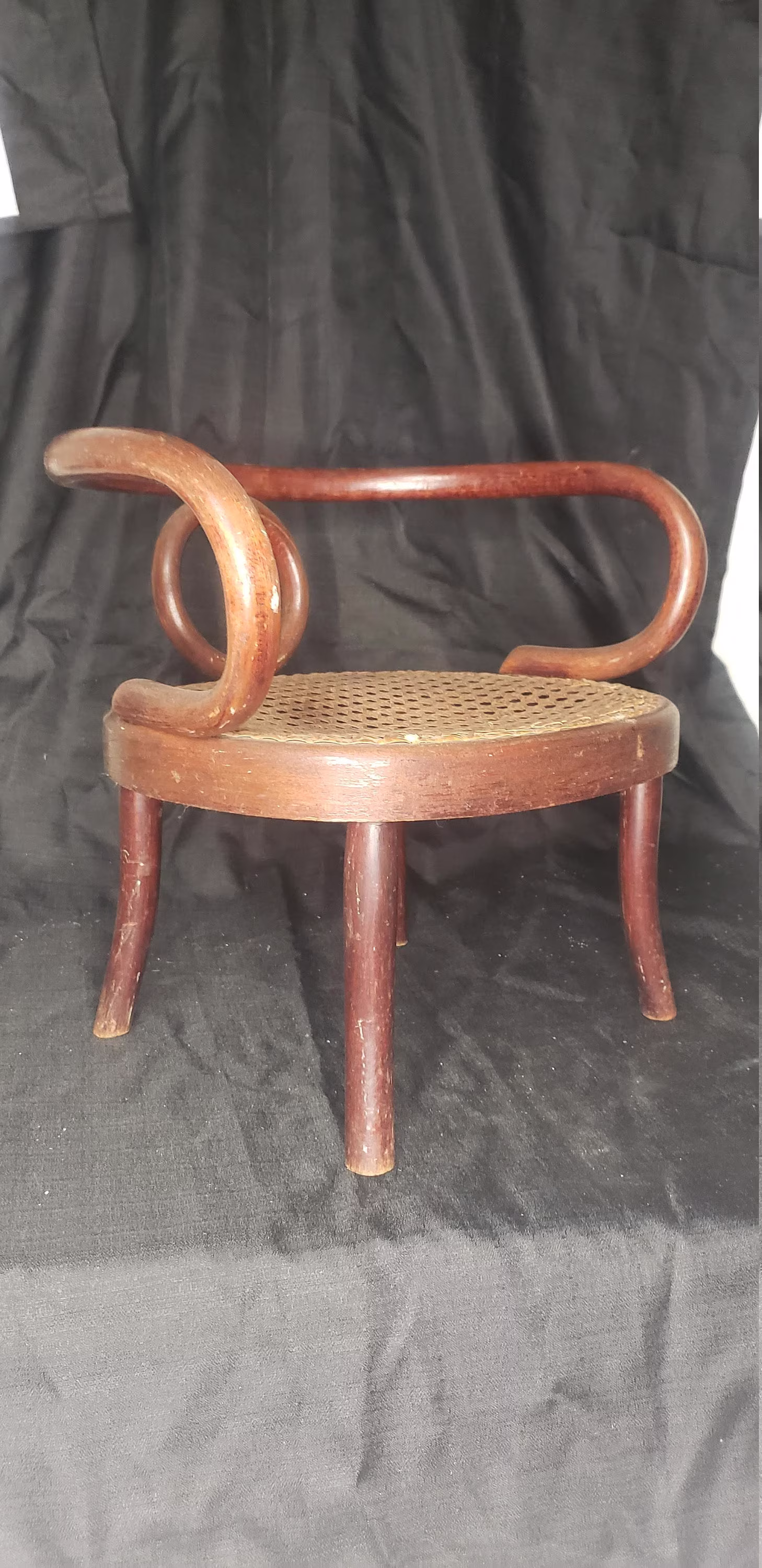 Wood Chair, Kids Bent Small Cane Doll Antique Fischel, Fischel Chair