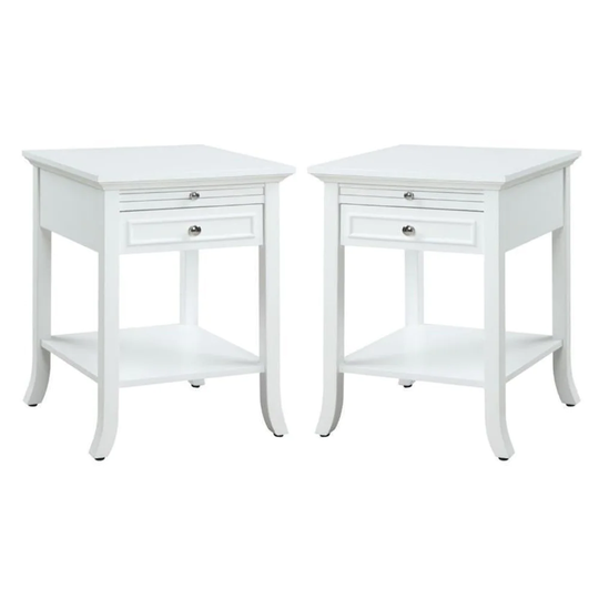 American Heritage Logan End Table in White Wood Finish - Set of 2 - 54 x 84