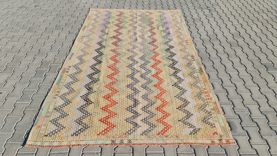 Rainbow Rugs, Colorful Kilims, Multi Color Ethnic Rug, Area Living Room Eclectic Turkish 6'2'' Feet X 10'4''