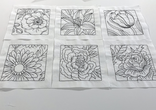 Six Flower Quilt Blocks To Color