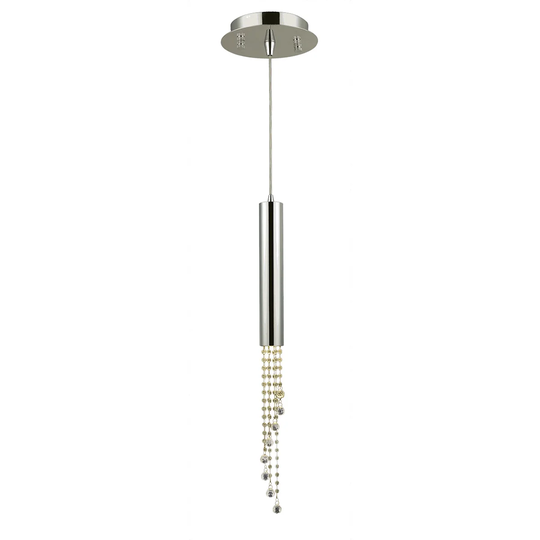 Crystal Rain 1-light LED Chrome Finish Tube and Faceted Golden Teak Crystal Strands Flush Mount Ceiling Light