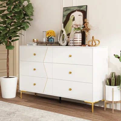 Keyyan 63" Wide 6 Drawer Sideboard