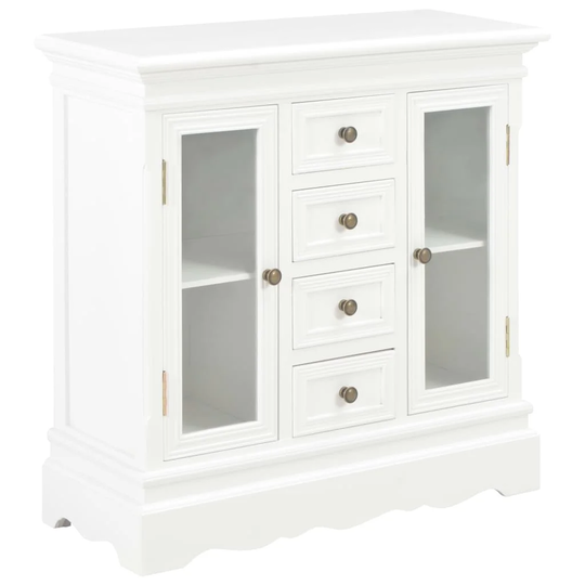vidaXL Sideboard White 27.6"x11"x27.6" Solid Pine Wood