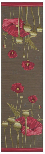 Poppy Gray Tapestry Table Runner Handmade Belgian
