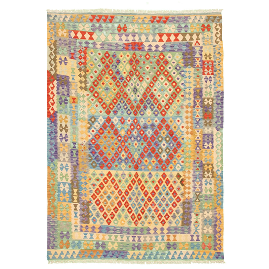 ECARPETGALLERY Flat-weave Bold and Colorful Multi Color Wool Kilim - 6'9 x 9'4