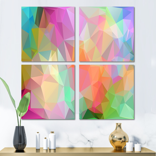 Designart 'Multi Color Polygonal Mosaic Pattern' Abstract Canvas Wall Art Print