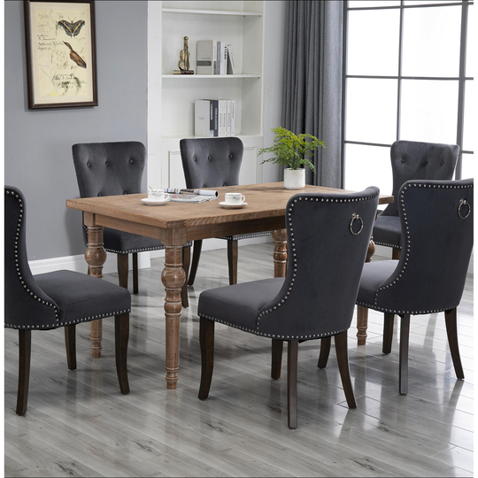 Victorian Dining Chair Tufted Armless Chair Upholstered Accent Chair with Sturdy Rubber Wood Legs & Velvet Cover Set of 6