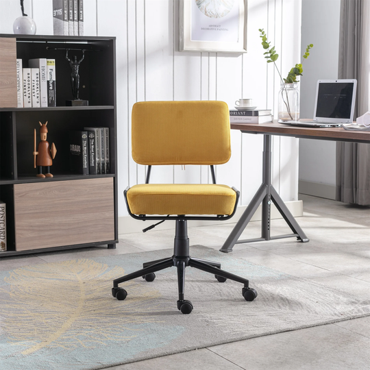 Corduroy Desk Swivel Chair Adjustable Height with Wheels