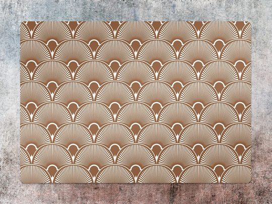 Art Deco Chair Mat, Brown Vinyl Floor White Protective Abstract Splat Flooring, Housewarming Gift