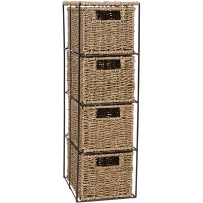 Arthur Seagrass and Metal 4 Drawer Storage Chest