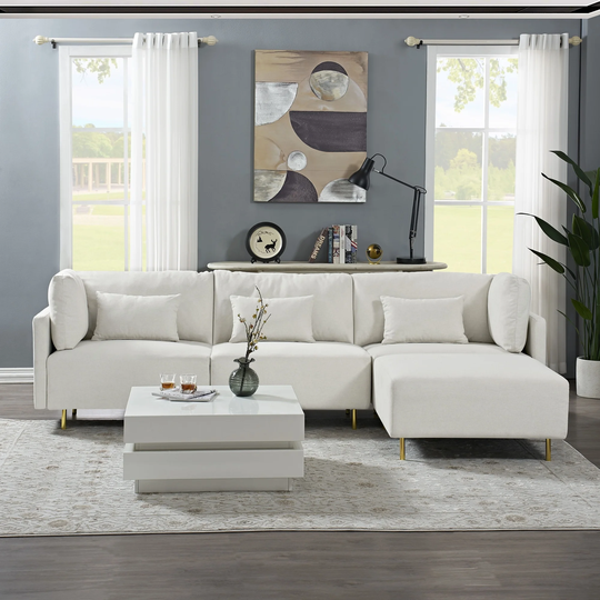 L Shape Sectional Sofa with Convertible Ottoman Chaise