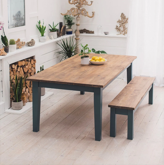 Bakery Dining Table - Farmhouse Rustic Handmade Custom Made in The Uk