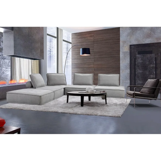 Divani Casa Nolden Modern Grey Fabric Sectional Sofa