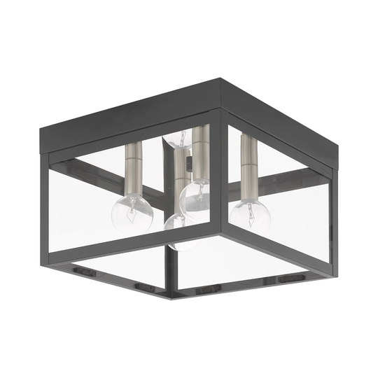 Livex Lighting Nyack 4-Light Outdoor Ceiling Mount - 10.5"Sq. x 7"H - 10.5"Sq. x 7"H