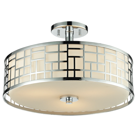Avery Home Lighting Elea 3-light Semi-flush Mount Chrome Ceiling Fixture with Matte Opal Glass