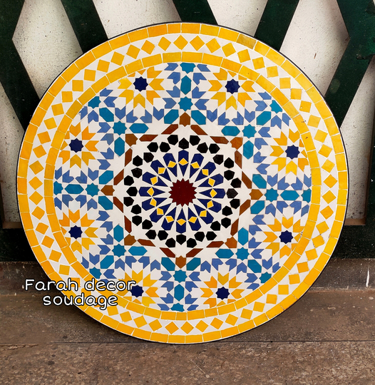 Mosaic Table - Moroccan Art Mid Century Tiles Moorish Handmade Dining For Outdoor & Indoor