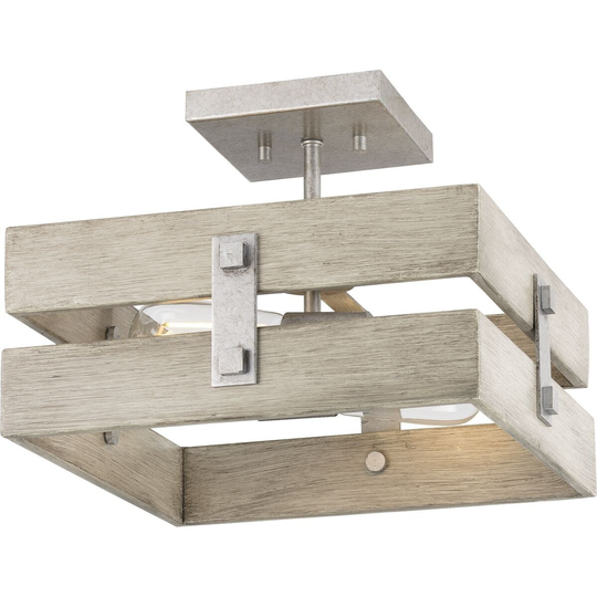 Hemsworth Collection Galvanized Two-Light 13-1 2" Semi-Flush Mount - 9.500" x 16.500" x 16.500"