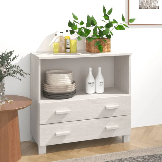 Sideboard White 33.5"x13.8"x31.5" Solid Wood Pine