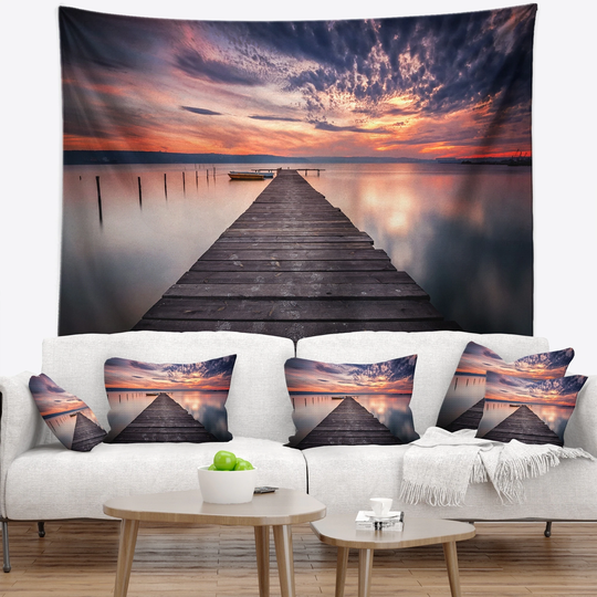 Designart 'Colorful Sunset Over Lake' Landscape Photography Wall Tapestry