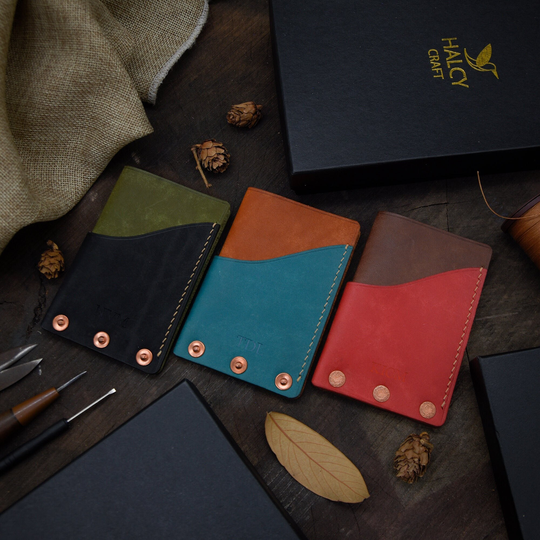 Custom Mix Colors Card Holder Wallet, Free Personalization, Primary Color Is The Right | Outside Side, Secondary Inside