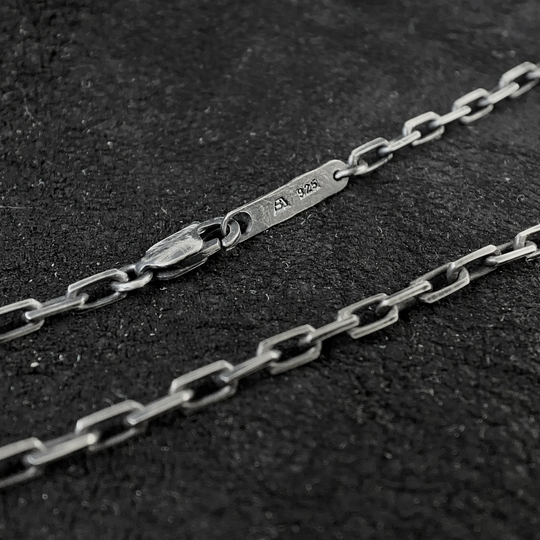 Mens Necklace Anchor Chain Oxidized Sterling Silver 3.1mm Size