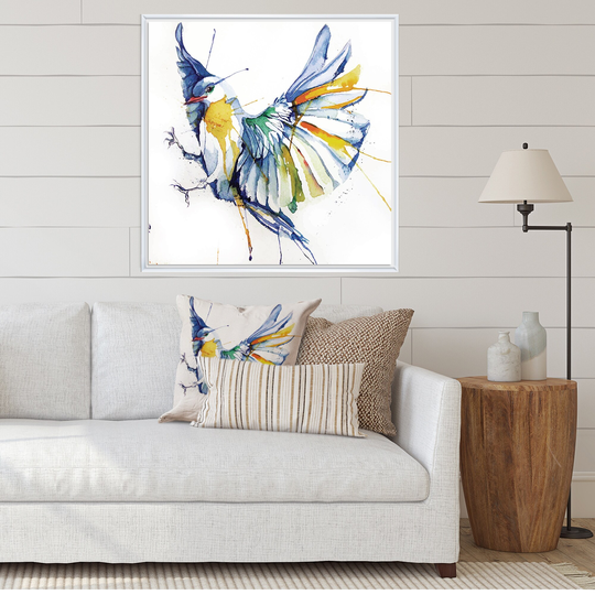 Designart 'Colorful Style Bird' Traditional Framed Canvas Wall Decor
