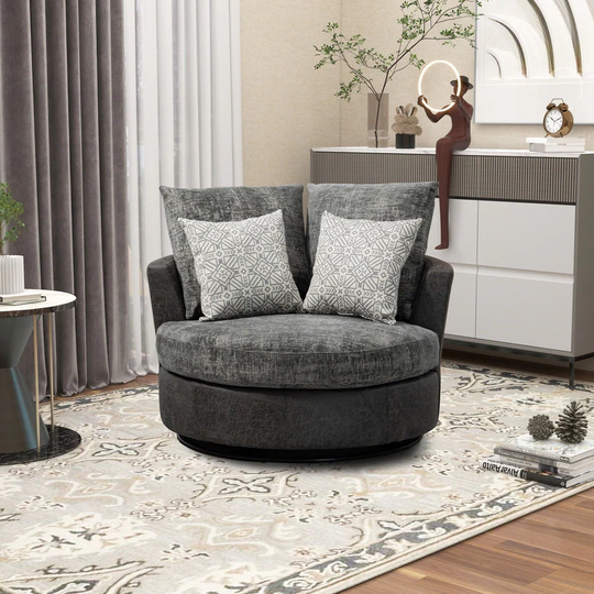 Swivel Round Sofa Accent Barrel Chair With 4 Pillows