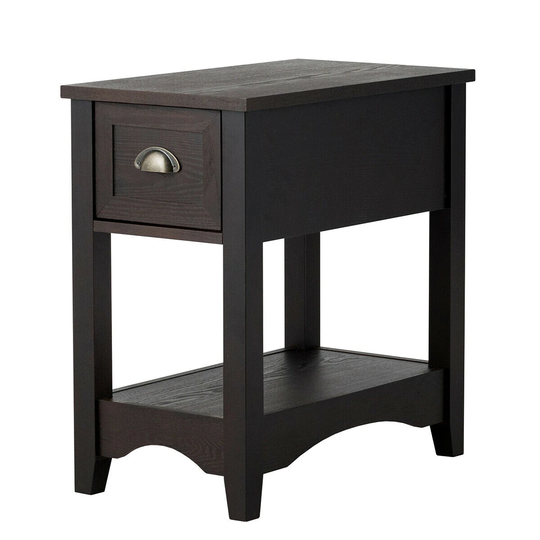 Gymax Contemporary Chair Side End Table Compact Table w/ Drawer