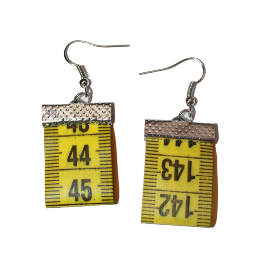 Measuring Tape Earrings - Yellow Measuring Tape Contractor Earrings Construction Cute Architect