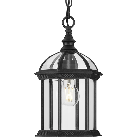 Dillard Collection One-Light Textured Black Outdoor Hanging Light - 7.5 in x 7.5 in x 13.62 in