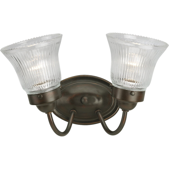 Progress Lighting Bronze Fluted Glass 2-light Bath Light