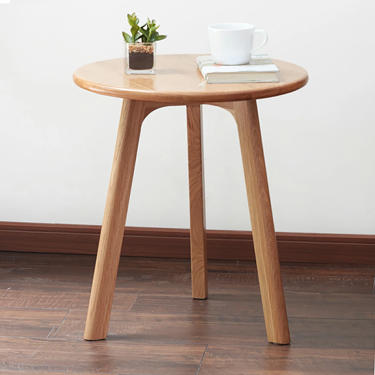 JASIWAY Solid Oak Wood Round End Table Side Table Coffee Table
