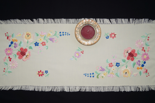 Hungarian Kalocsa Table Runner 72/31 cm, Ethnic Embroidered Home Decoration, Folk Runner, Colorful Embroidery, Floral Decor