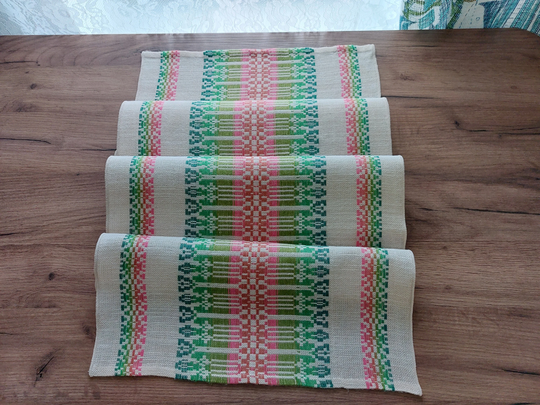 Vintage Woven Thin Acrylic Table Runner, Topper, Dressing | E7