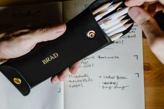 Custom Leather Pencil Case. Personalized Organizer. Monogrammed USA Made