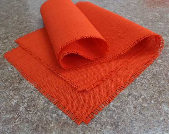 Orange Premium Burlap Table Runner With Half Inch Fringe