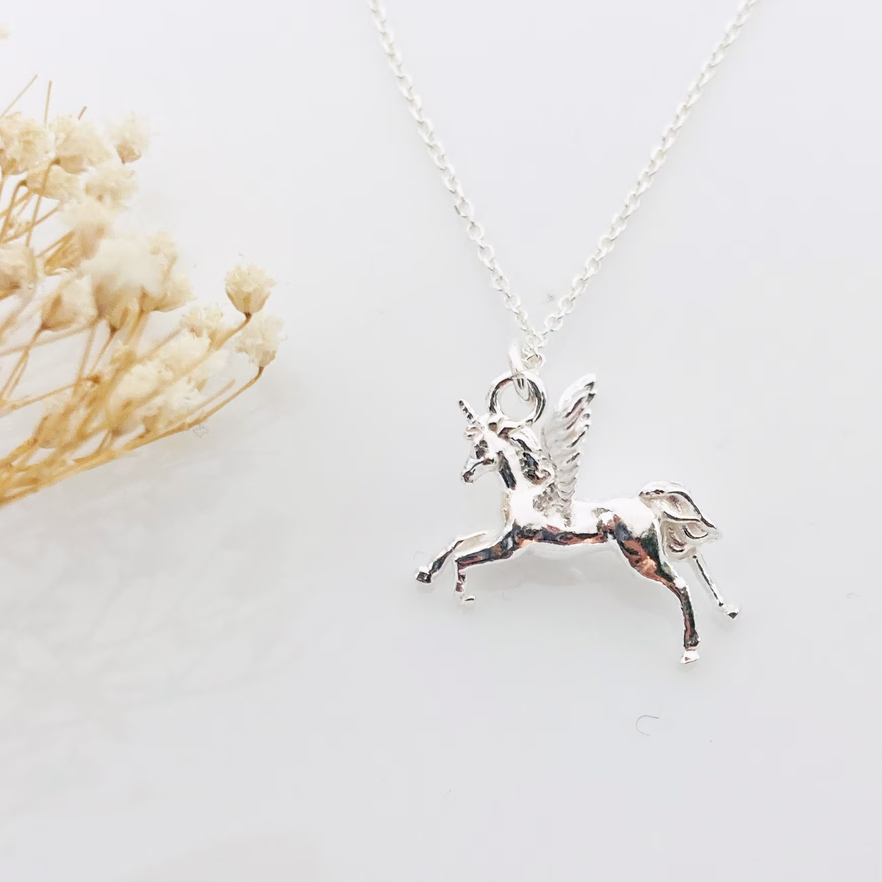 Dainty Silver Unicorn Necklace | Unicorn Jewelry in Sterling Silver 925 Unicorn Charm Necklace For Daughter Personalized Gift Girl