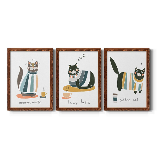 Coffee Cats I-Premium Framed Canvas - Ready to Hang - Multi-Color