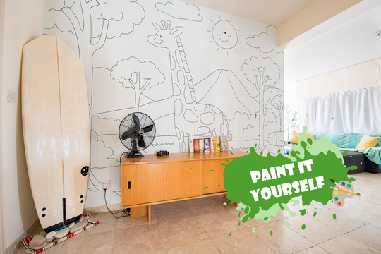 Giraffe Removable Coloring Wallpaper/Removable Peel & Stick Coloring Wallpaper Paint It Yourself Series