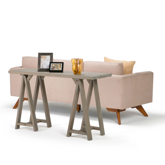 WYNDENHALL Hawkins SOLID WOOD 66 inch Wide Modern Industrial Wide Console Sofa Table - 66 W x 17 D x 30 H - 66 W x 17 D x 30 H