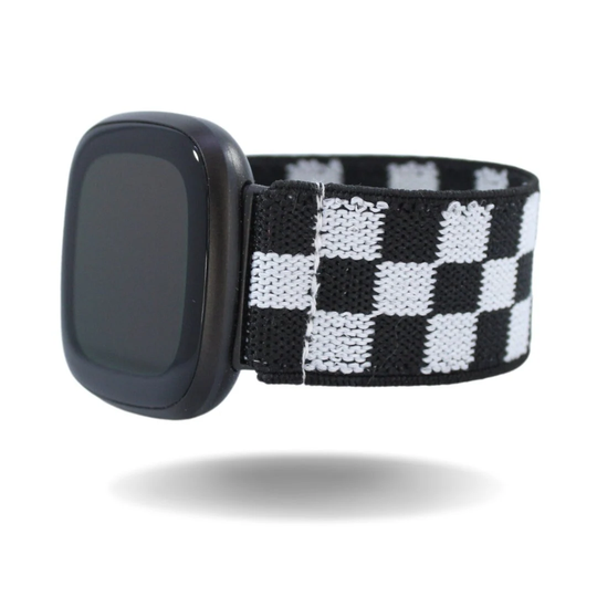 Elastic Fitbit Sense/Versa 3 Watch Band - Fits & Black White Checkers Steampunk Rock Punk Ska Gift Holiday Bday
